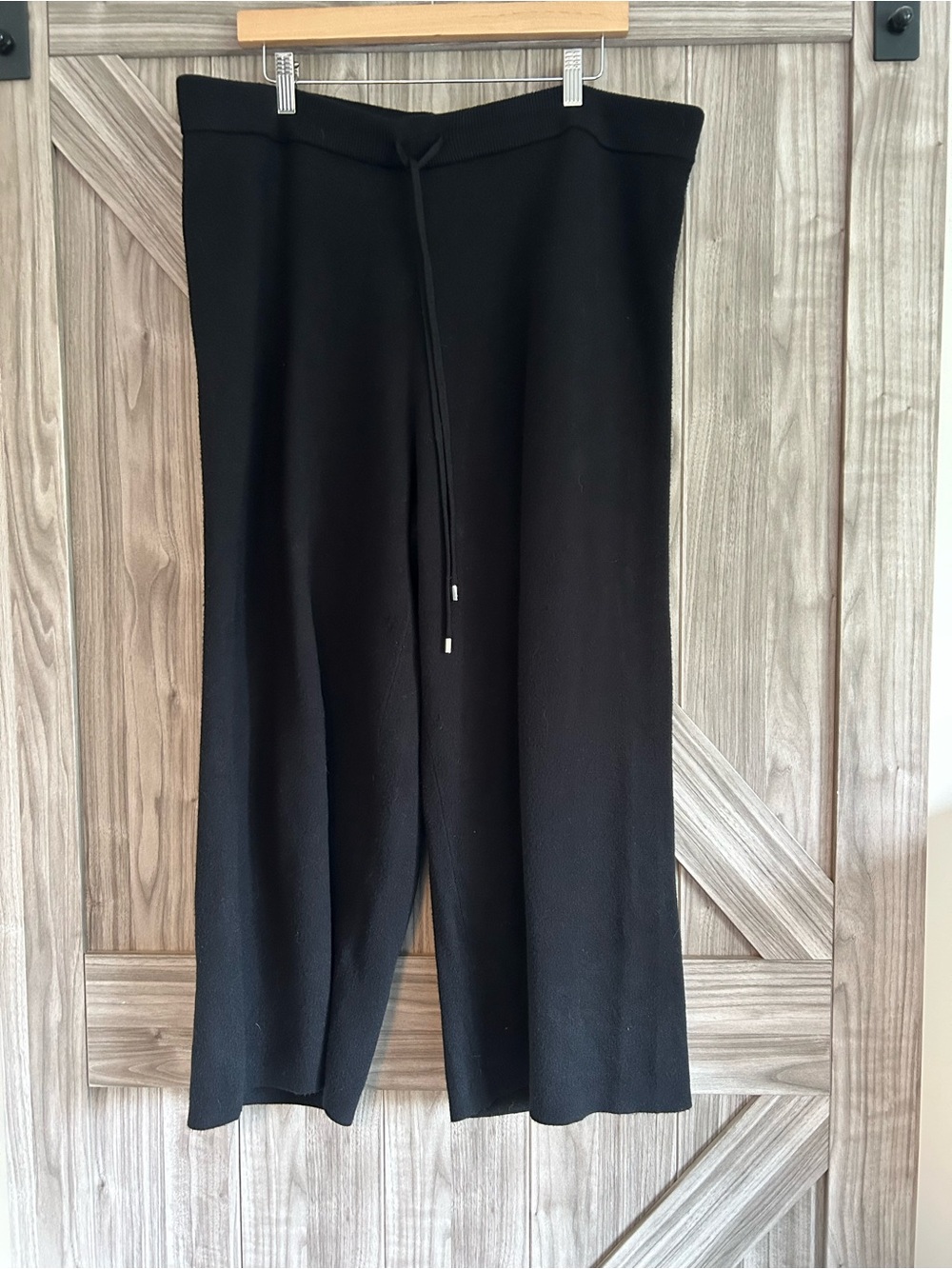 Joseph Ribkoff Black Wide Leg Knit Lounge Pants Cozy Comfort High Rise XL